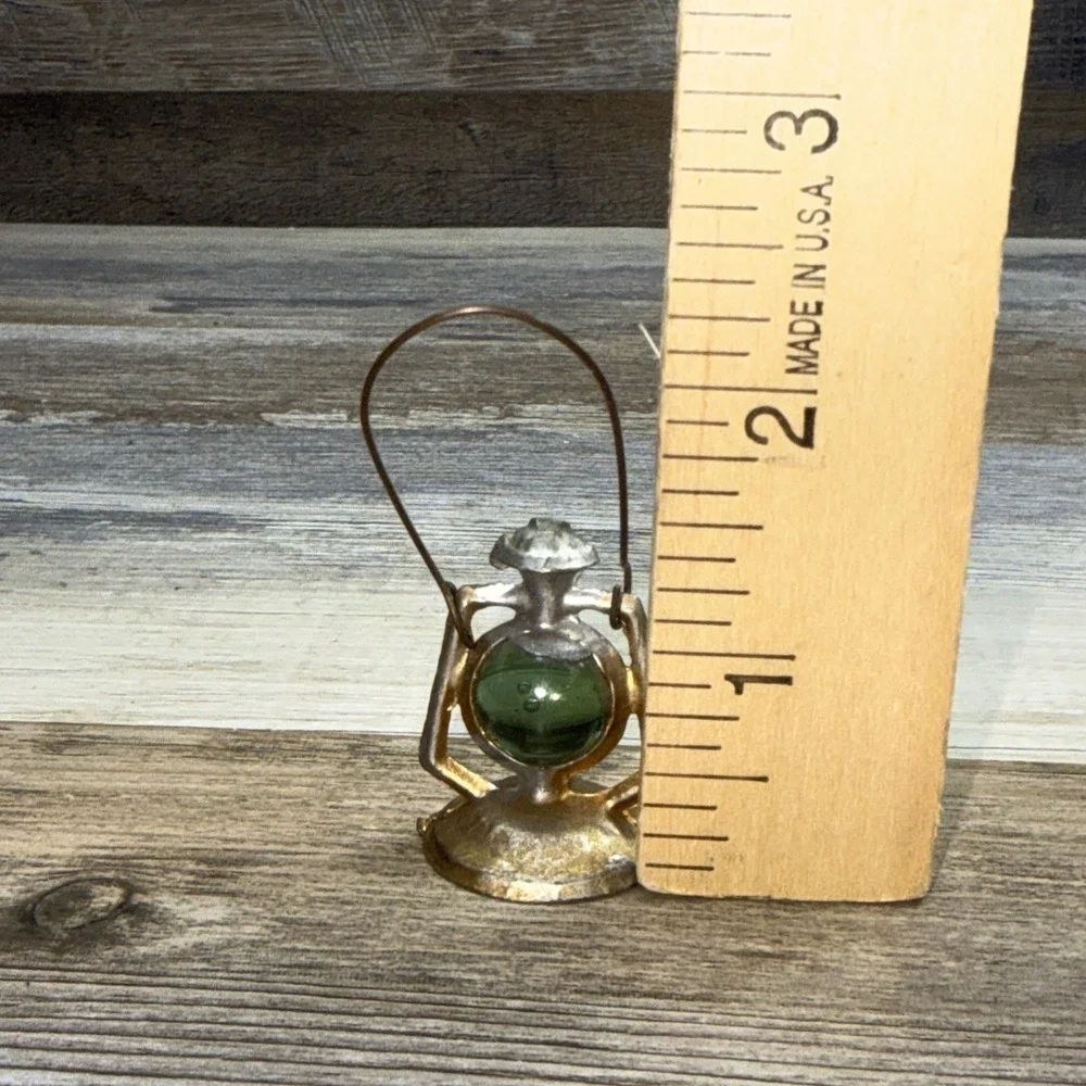 Vintage Dollhouse Miniature Glass and Metal Lantern